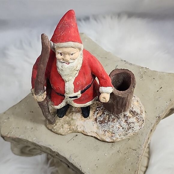 Clay Santa with his walking stick - Picture 2 of 7